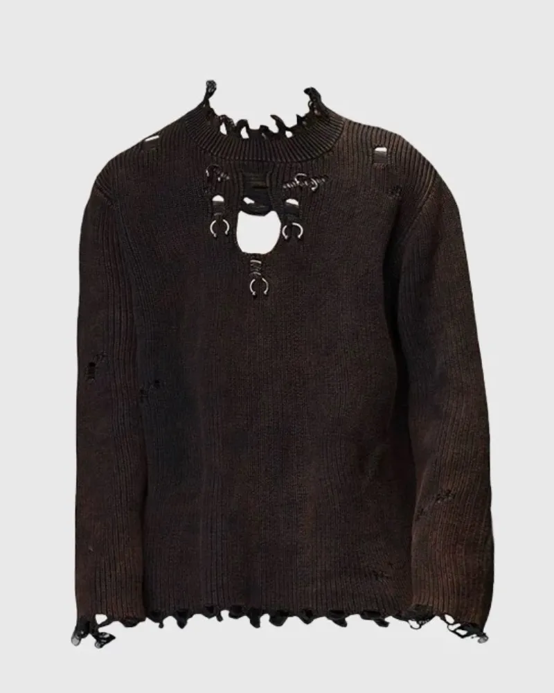 Streetwear Punk Hollow Out Knit Sweater