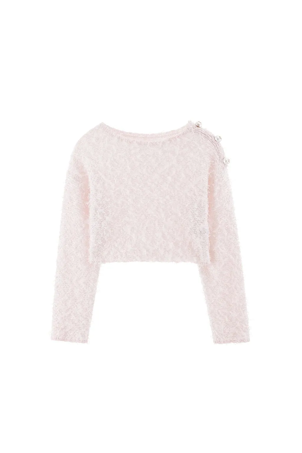 Sweet Pink Pearl Buttons Soft Sweater