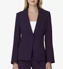 Tahari ASL Flare-Sleeved Crepe Blazer, Size 2/Eggplant