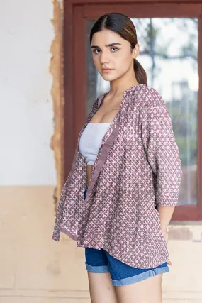 Tirso' Natural Dyed Block Printed Cotton Gathered Jacket Creative Bee