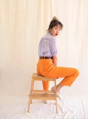 Vintage Chiffon High Waist Orange Trousers