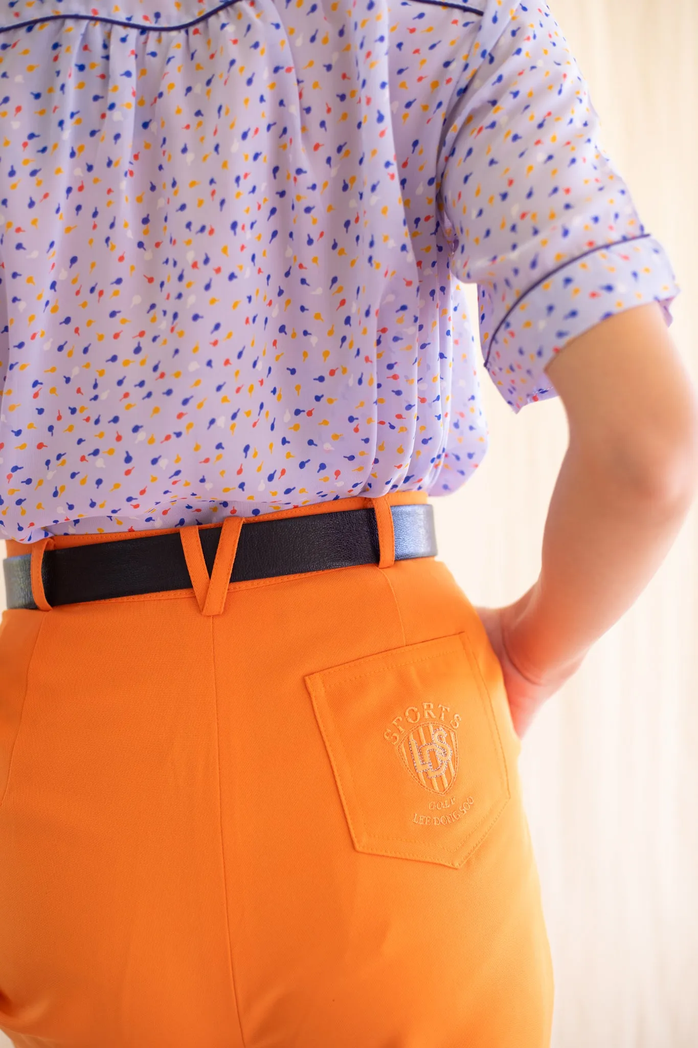 Vintage Chiffon High Waist Orange Trousers