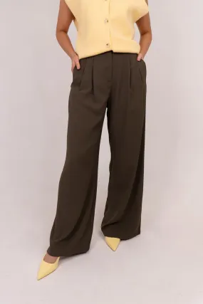 Willow Wide Leg Trousers In Khaki