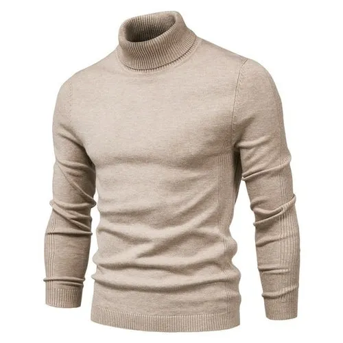 Winter Men Turtleneck Sweater Casual Solid Color Warm