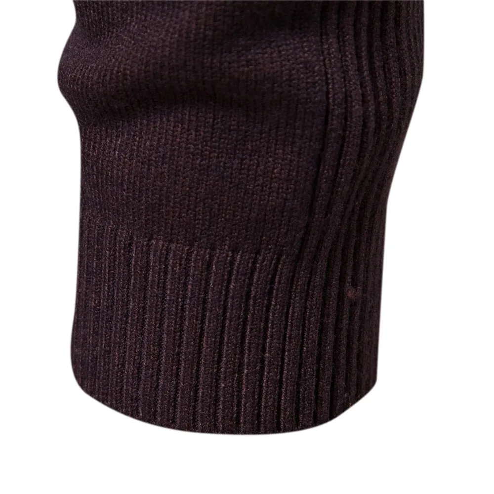 Winter Men Turtleneck Sweater Casual Solid Color Warm