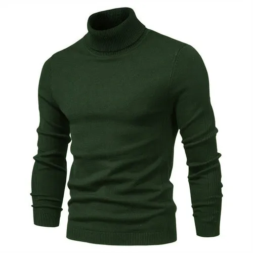 Winter Men Turtleneck Sweater Casual Solid Color Warm