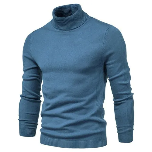 Winter Men Turtleneck Sweater Casual Solid Color Warm