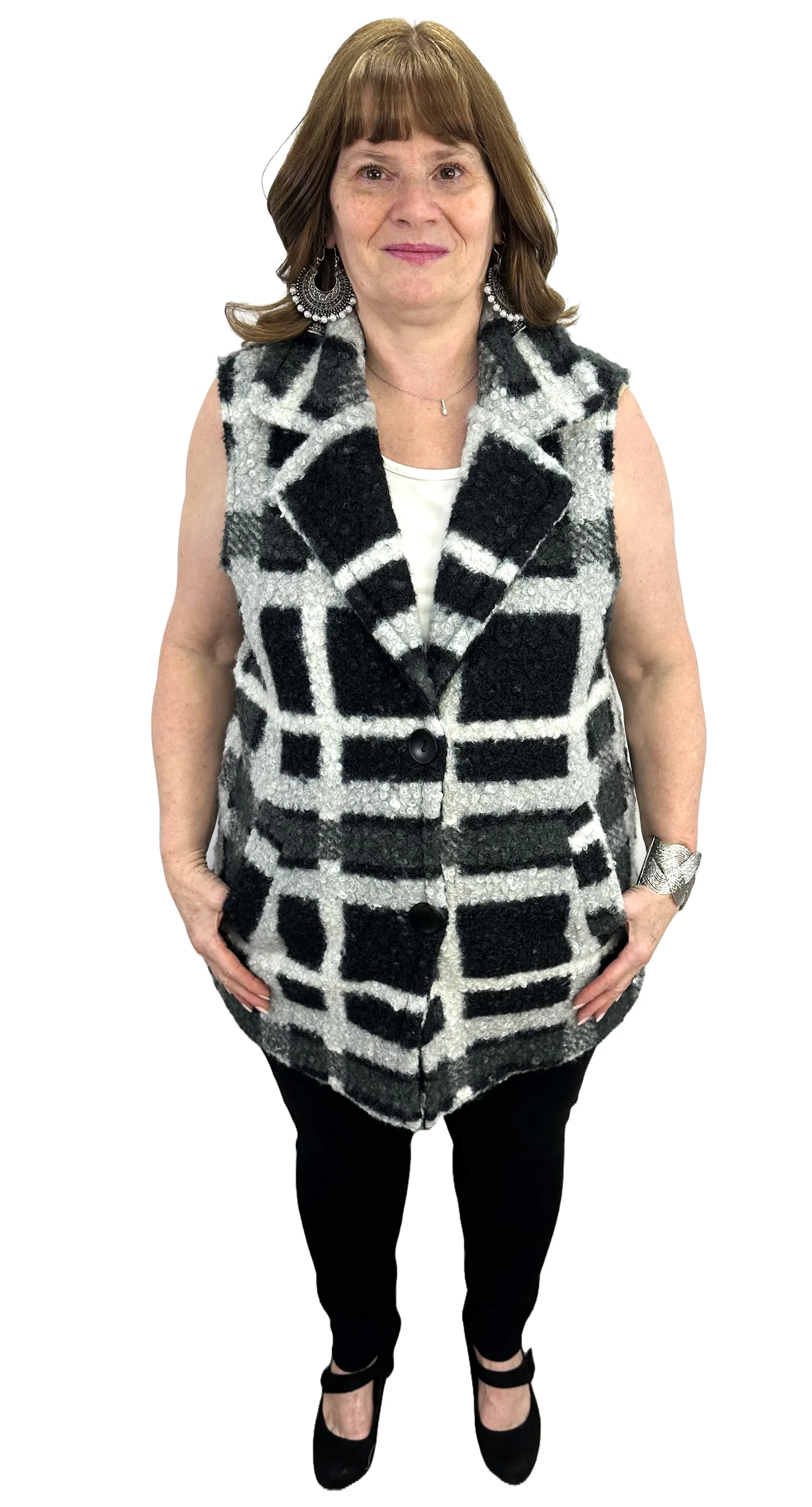 Woven Black & White Vest